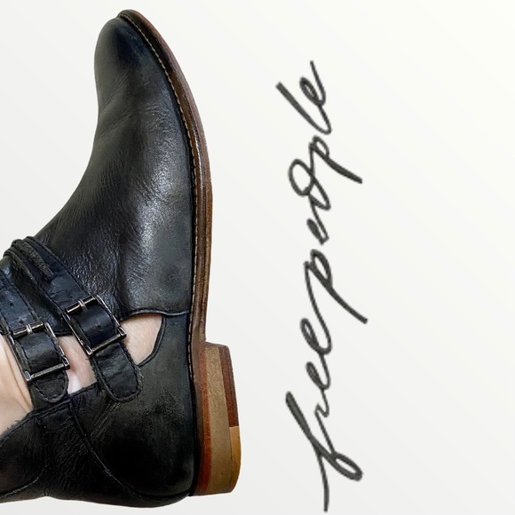 Free people low heel double buckle leather city style shooties size 37M EXC COND - Picture 1 of 15